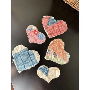 Vintage quilted heart magnets lot of 6